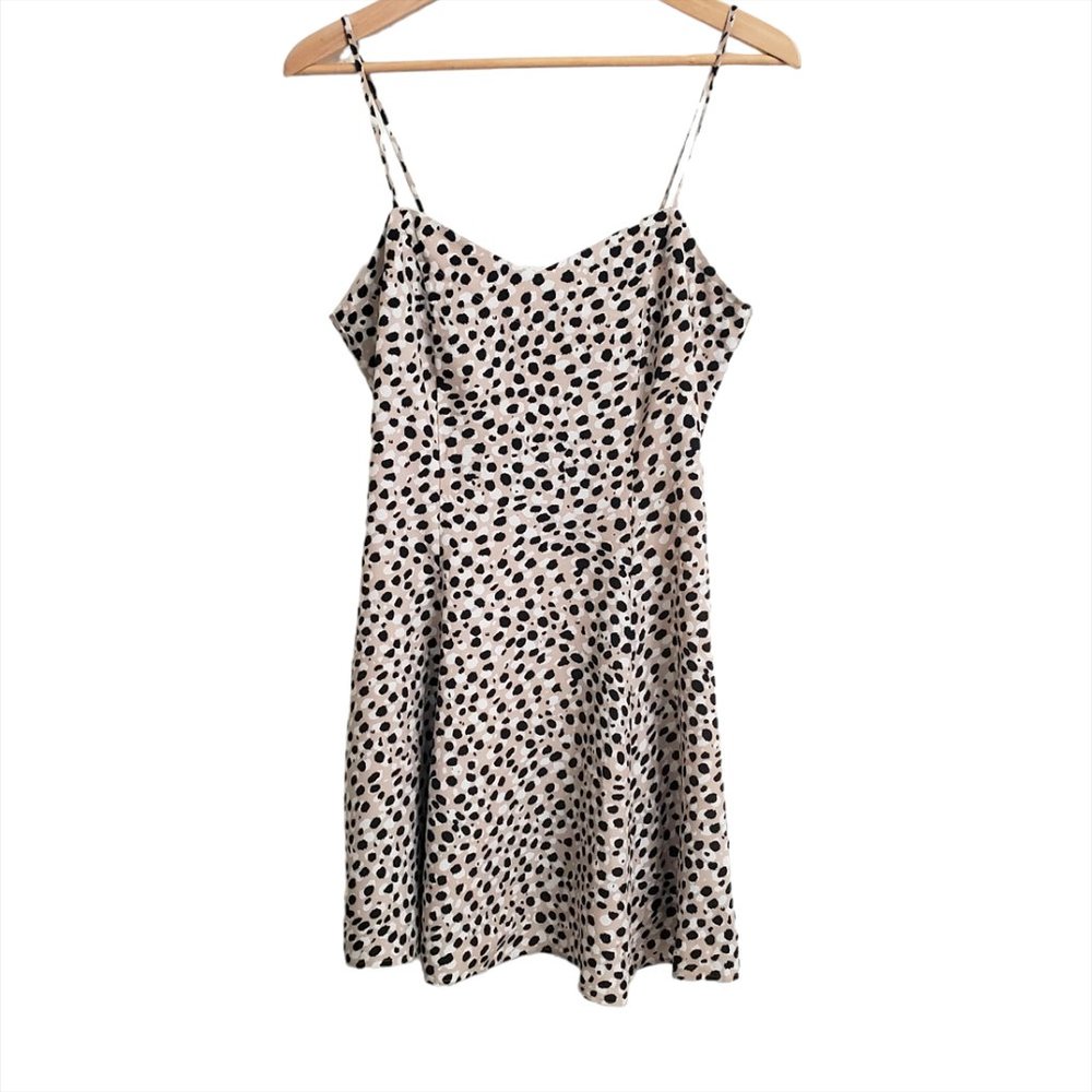 & Other Stories Women Mini Skater Dress 8 Leopard Print Straps Viscose